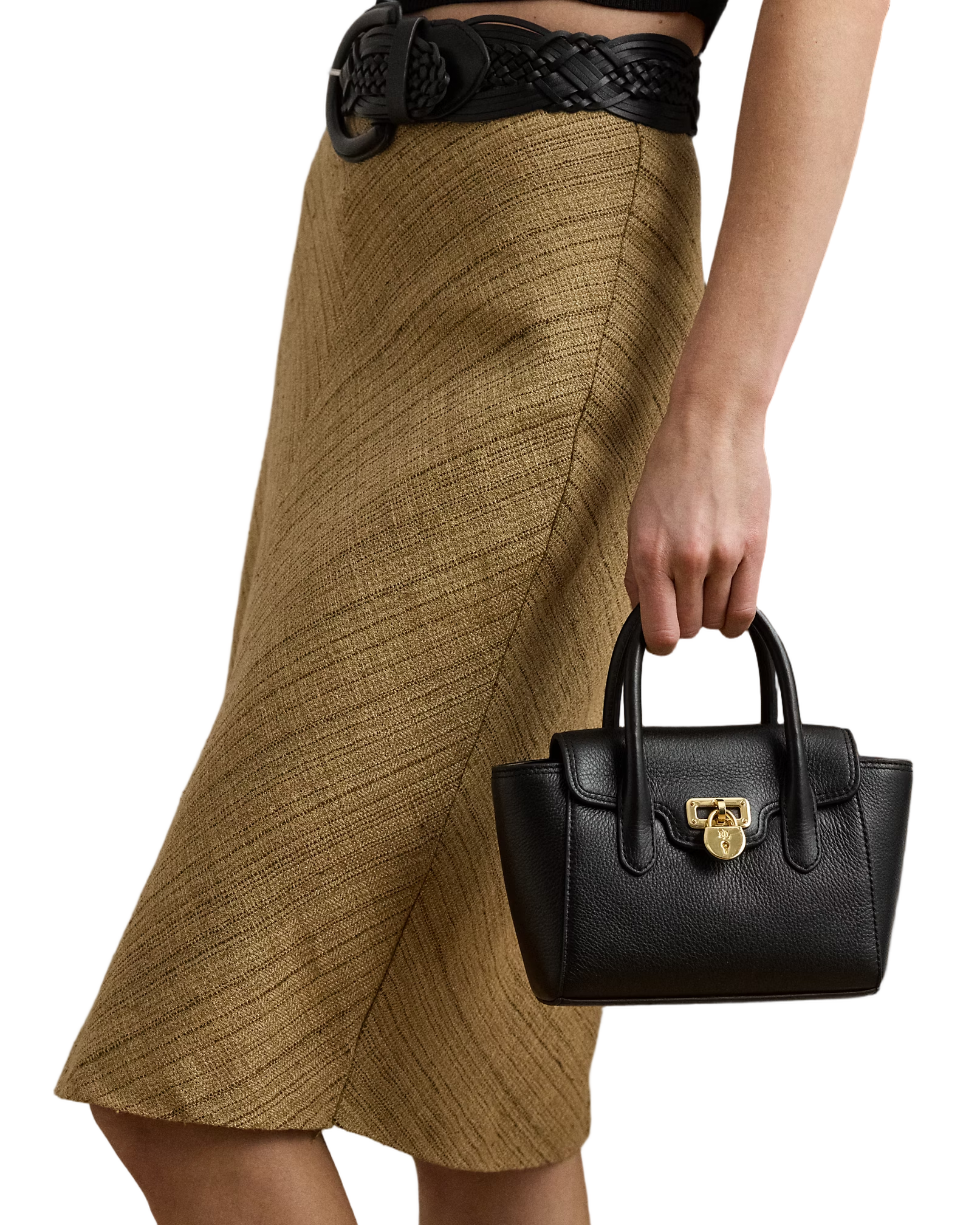 Compact Textured Leather Satchel