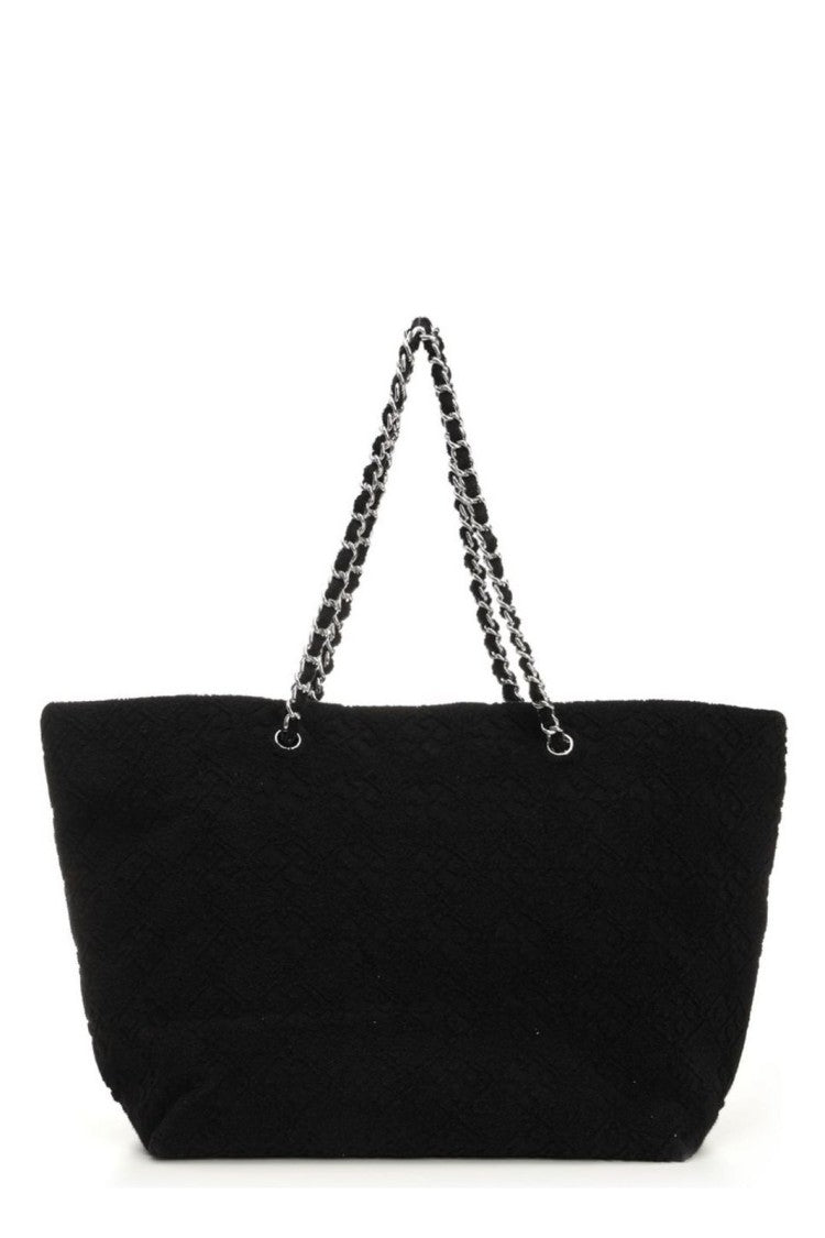 Black Sponge Shopping Bag With Logo