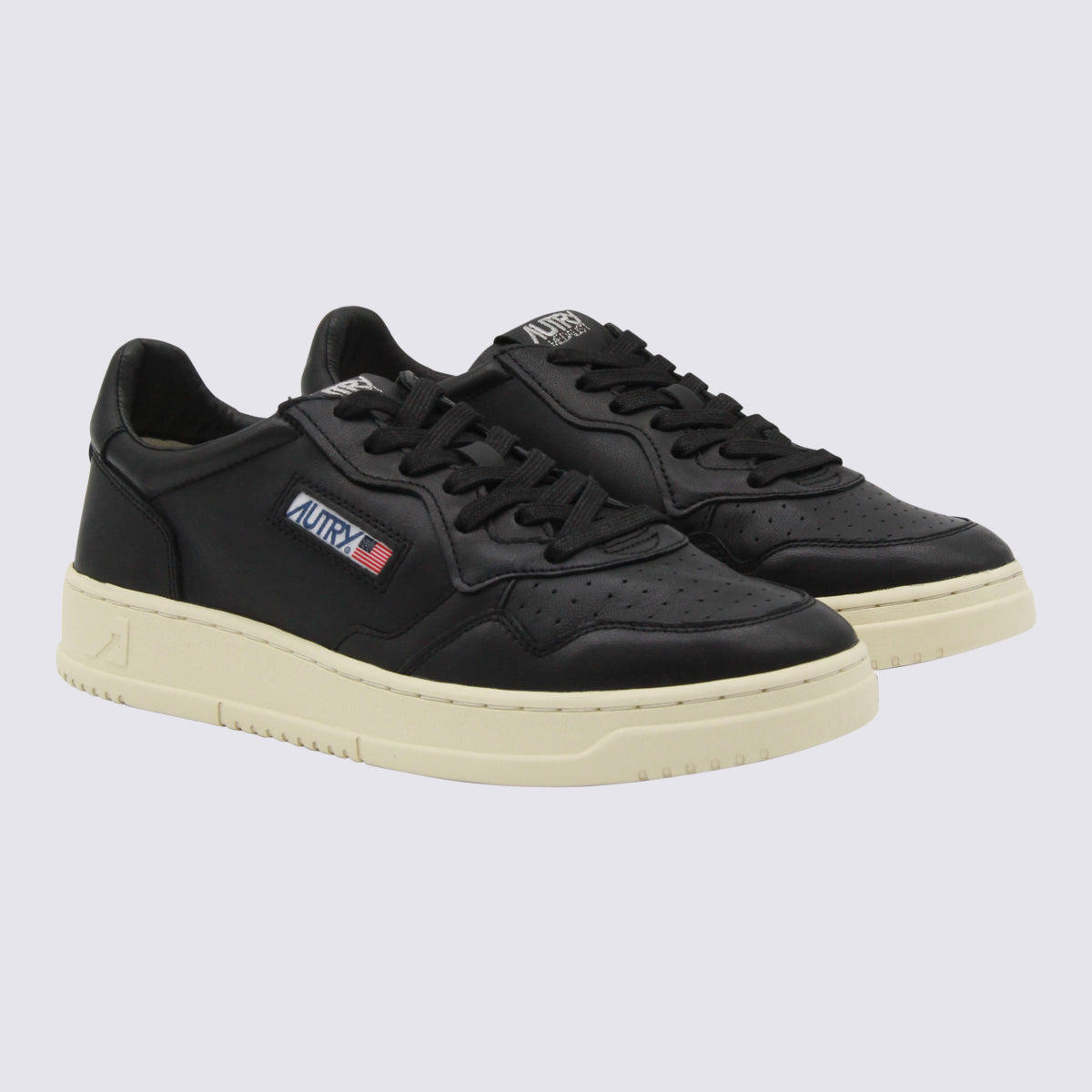 Medalist Black Leather Sneakers with Suede Accents