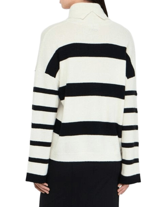 White Wool Sweater with Jewel Button Accents