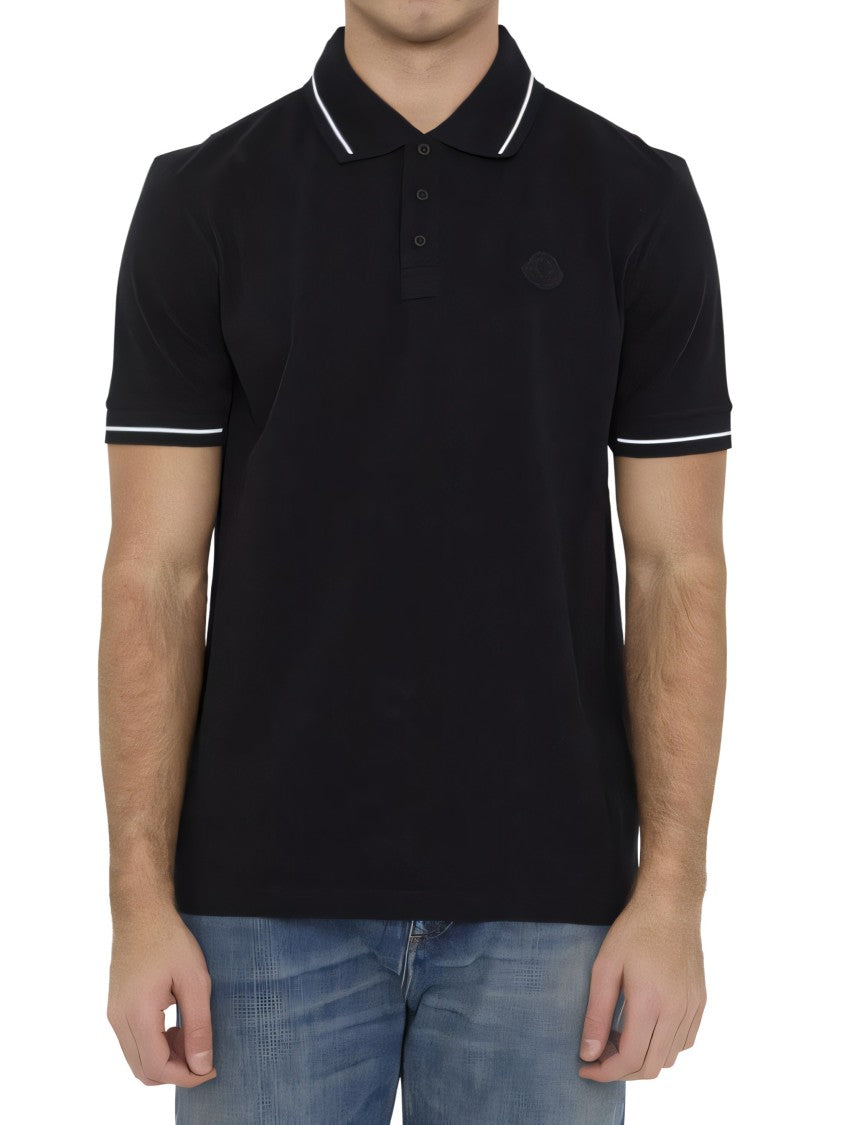Classic Black Polo Shirt With Contrasting Stripes