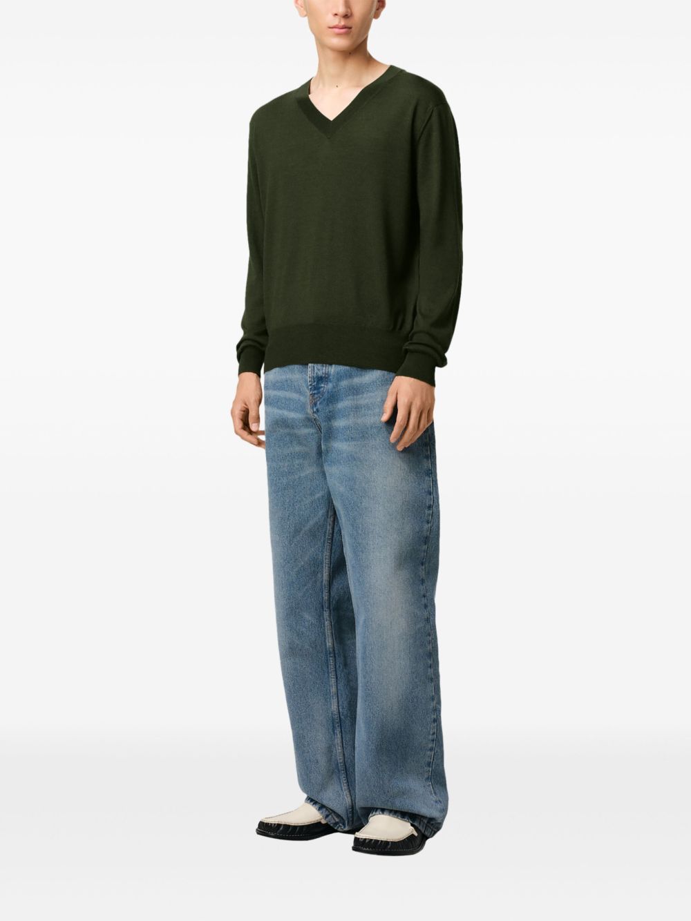 Moss Green V-Neck Sweatshirt