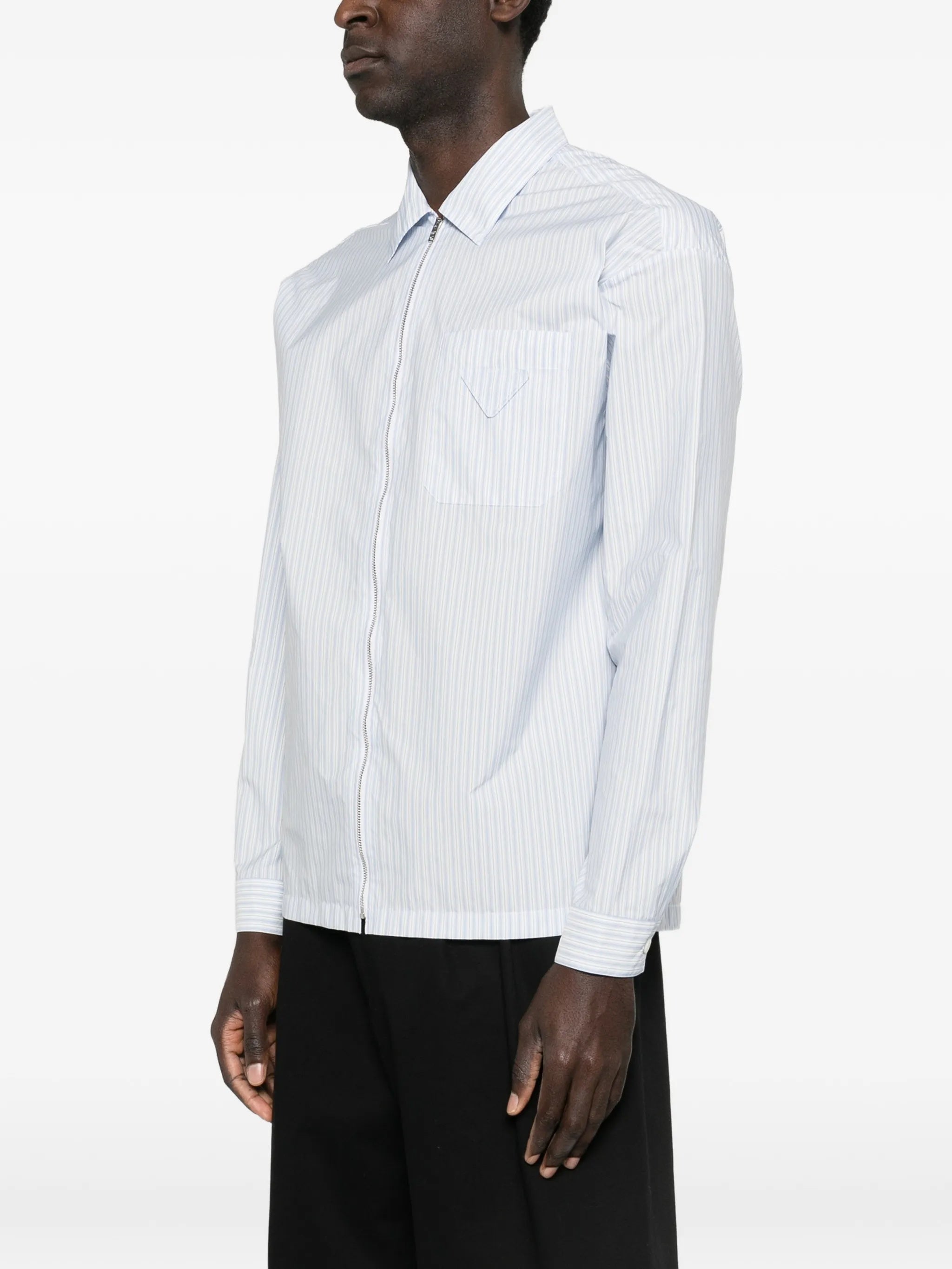 Zip-Up Vertical Stripe Shirt