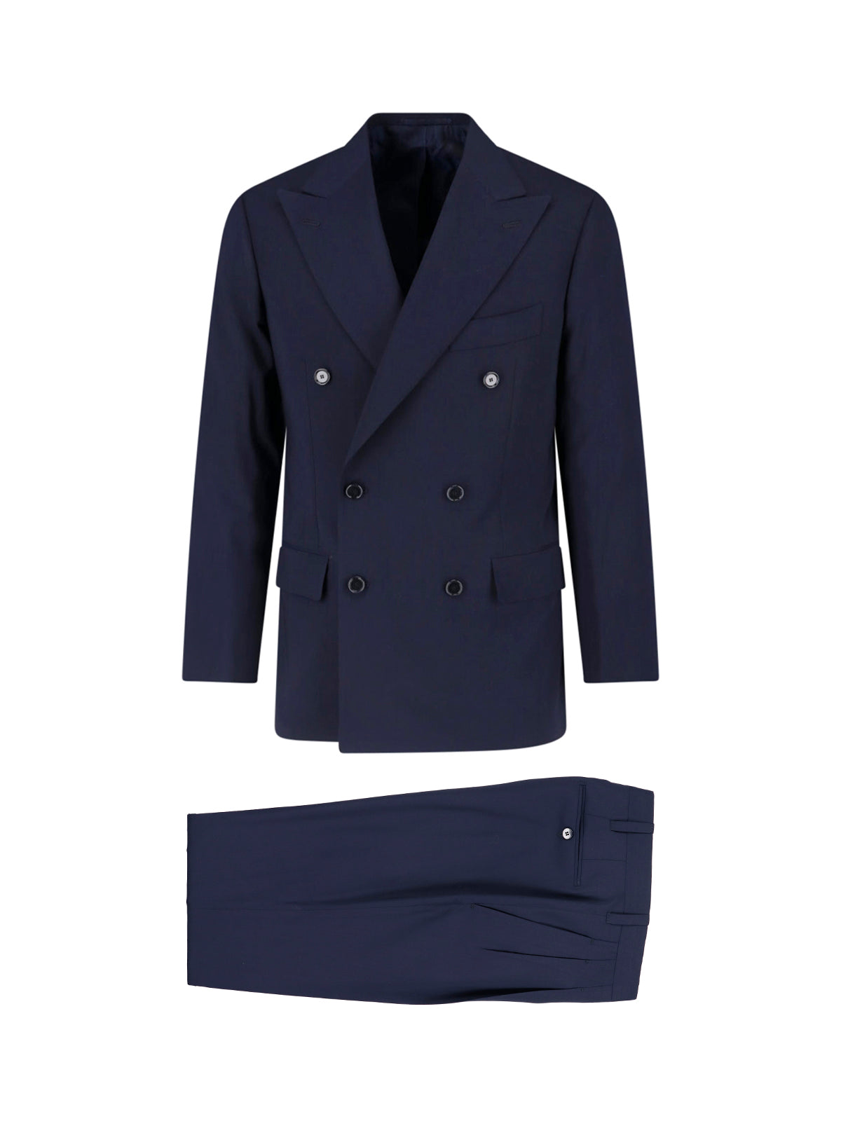 Navy Blue Double-Breasted Virgin Wool Suit
