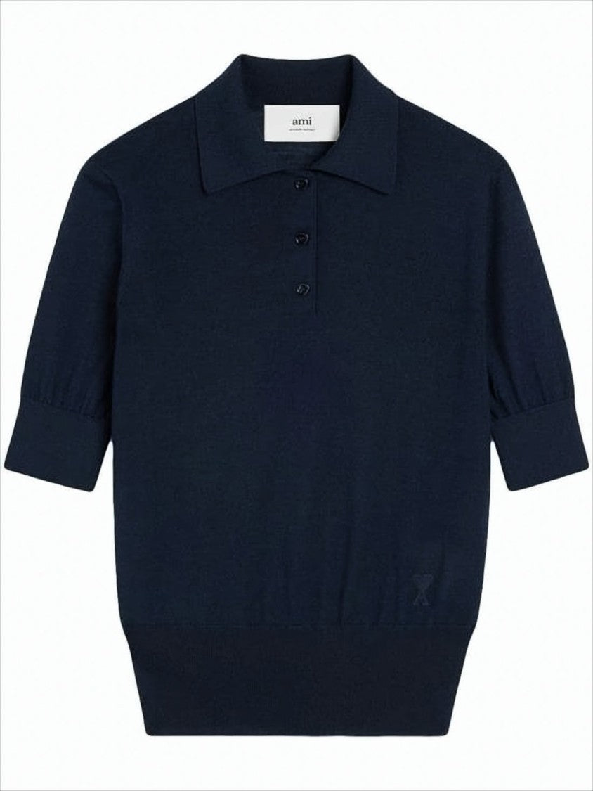 Short-Sleeved Polo Shirt in Wool