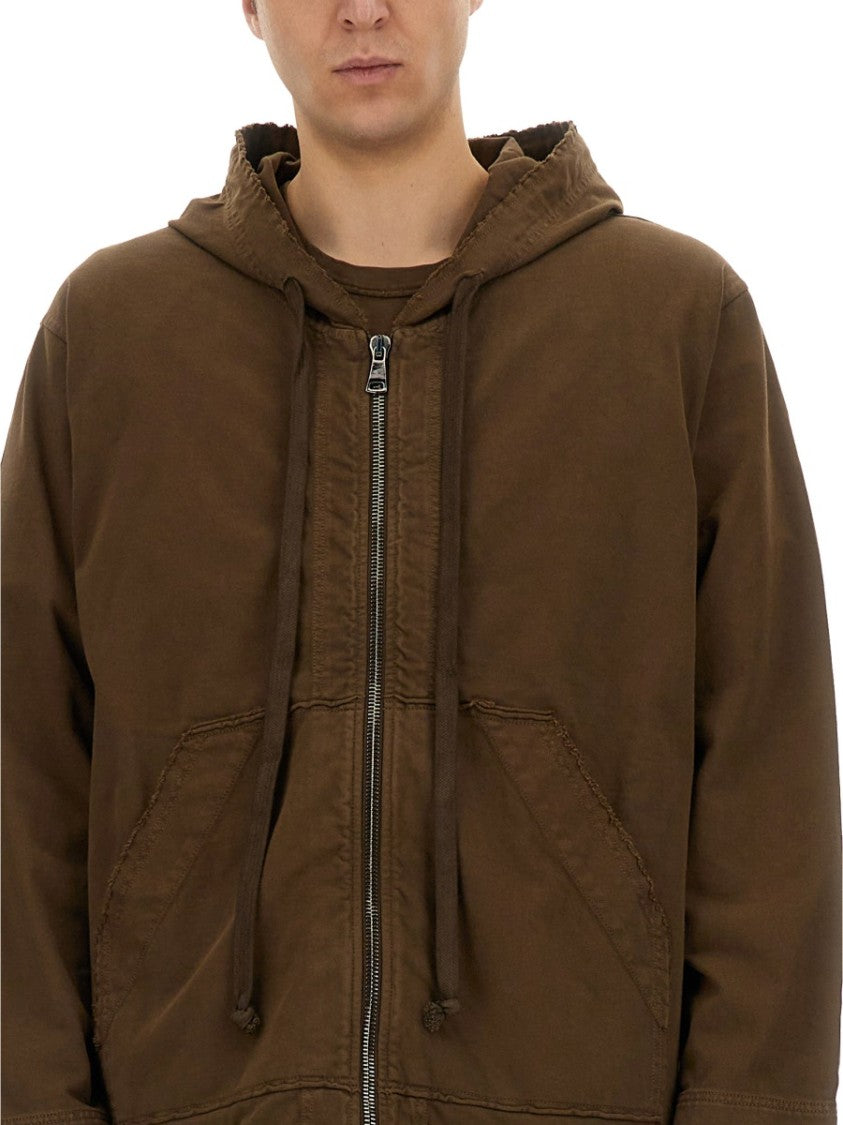 Brown Oversized Zipper Hoodie