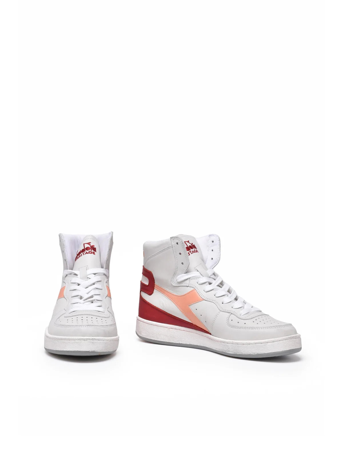 Grey Red Leather Basket Sneakers