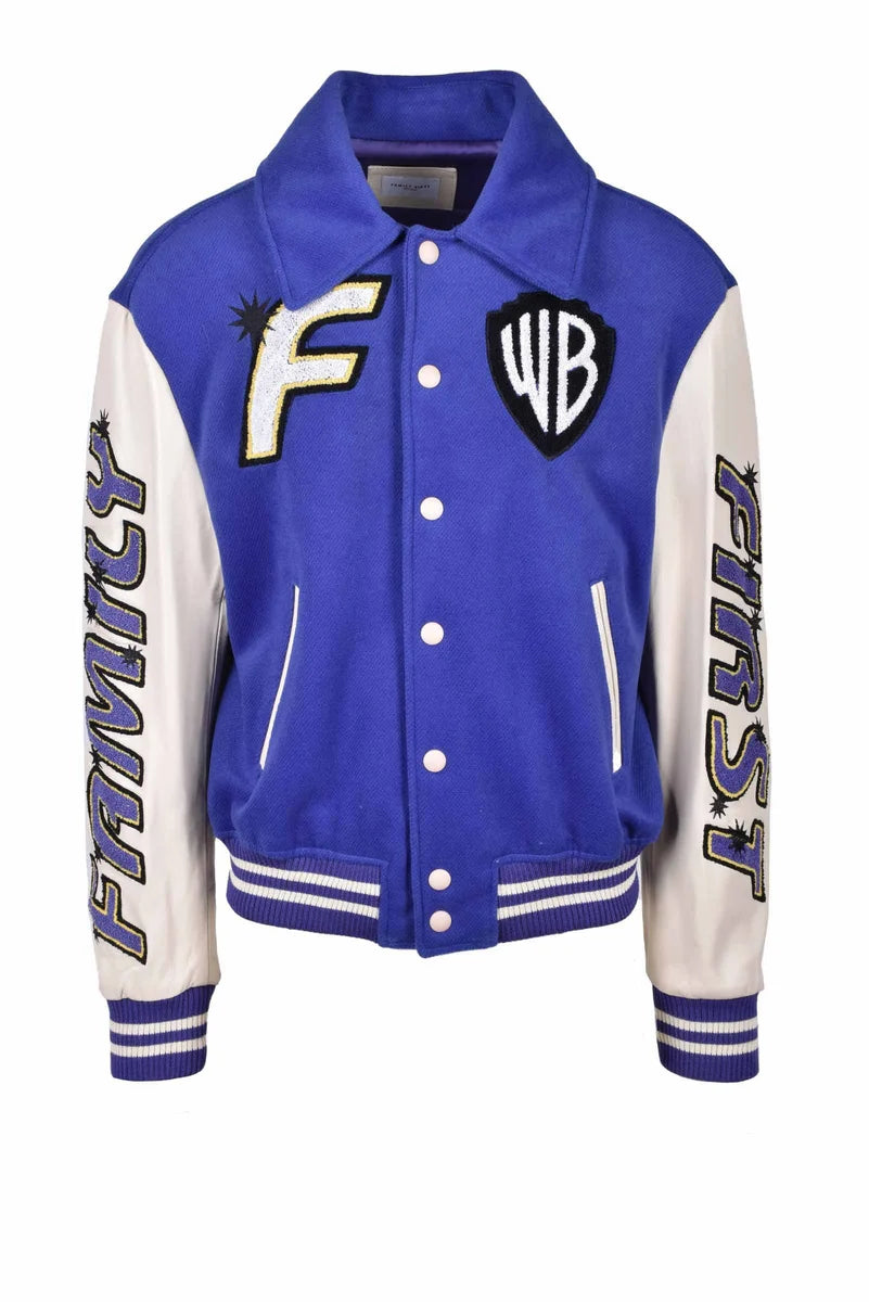 Varsity-Style Jacket with Embroidered Accents
