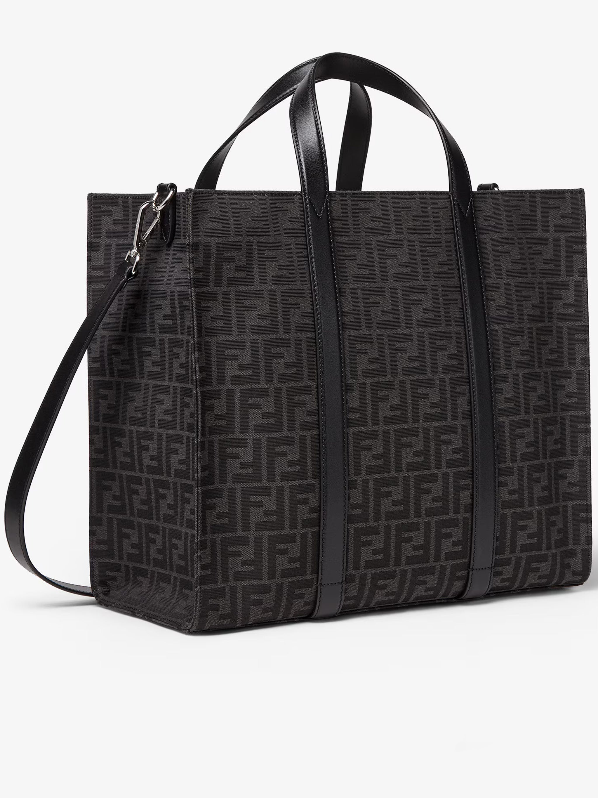 Structured FF Monogram Leather Accents Tote