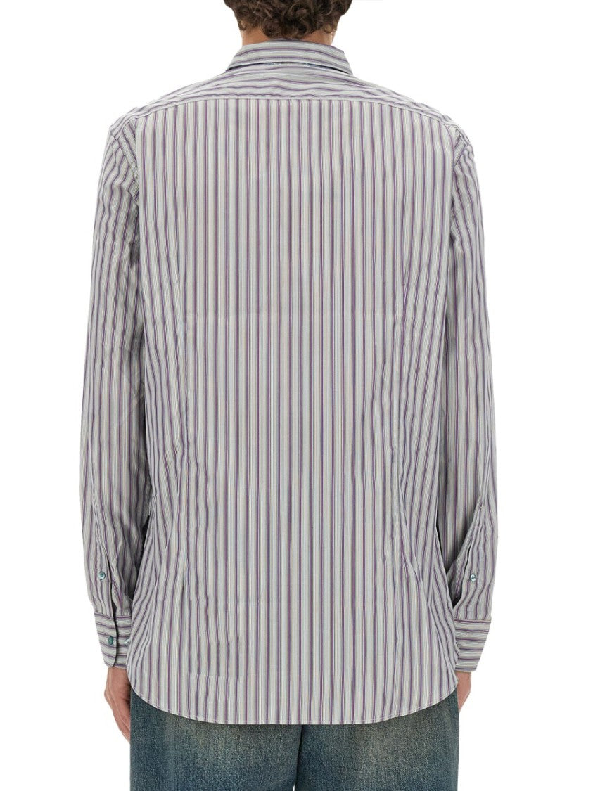 Pegasus Logo Shirt With Vertical Striped Pattern