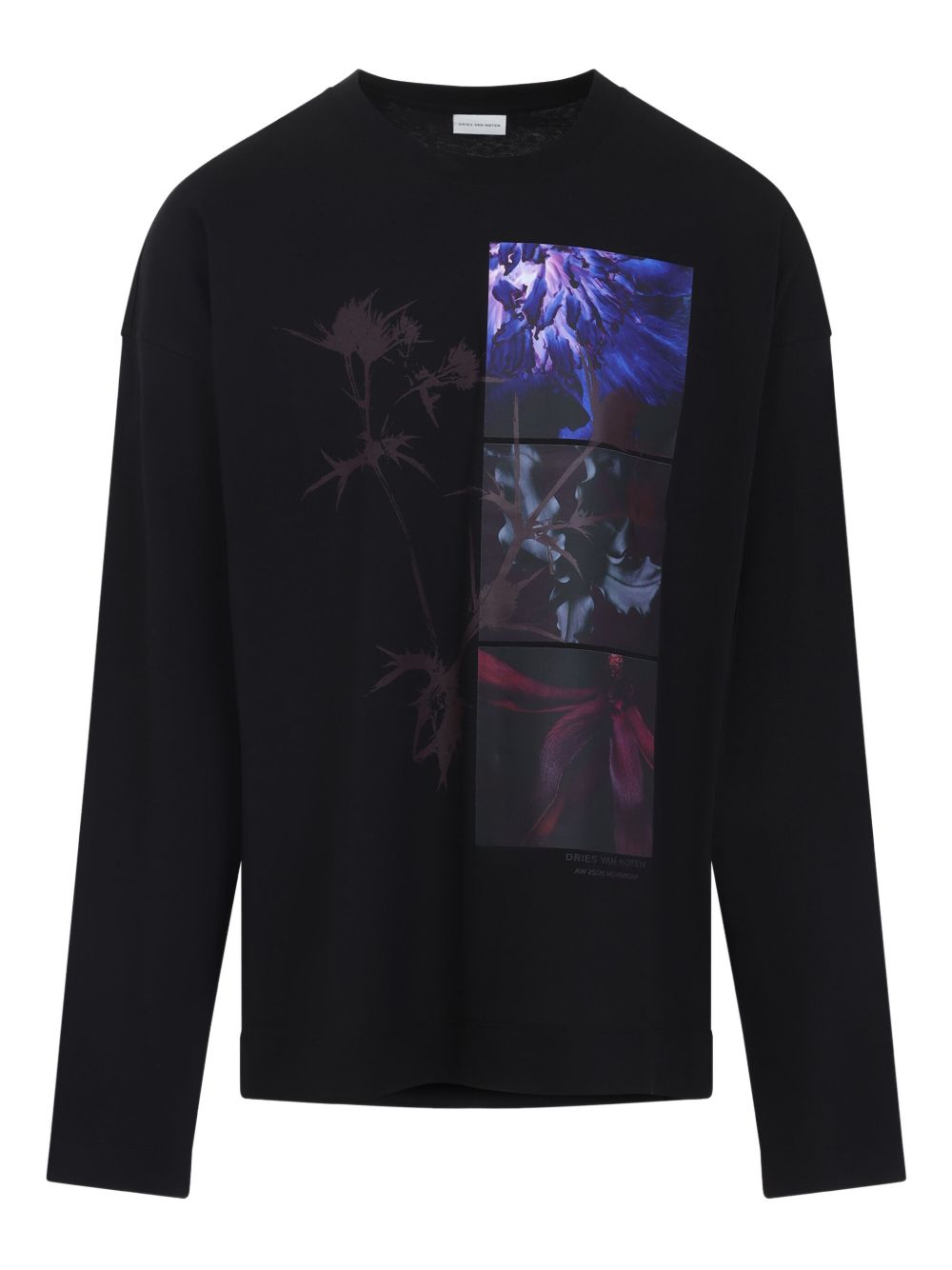 Long-Sleeve Graphic Floral Print T-Shirt