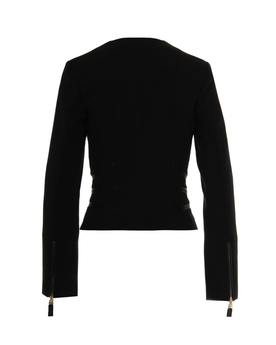 Black Double Crêpe Jacket With Zip Details