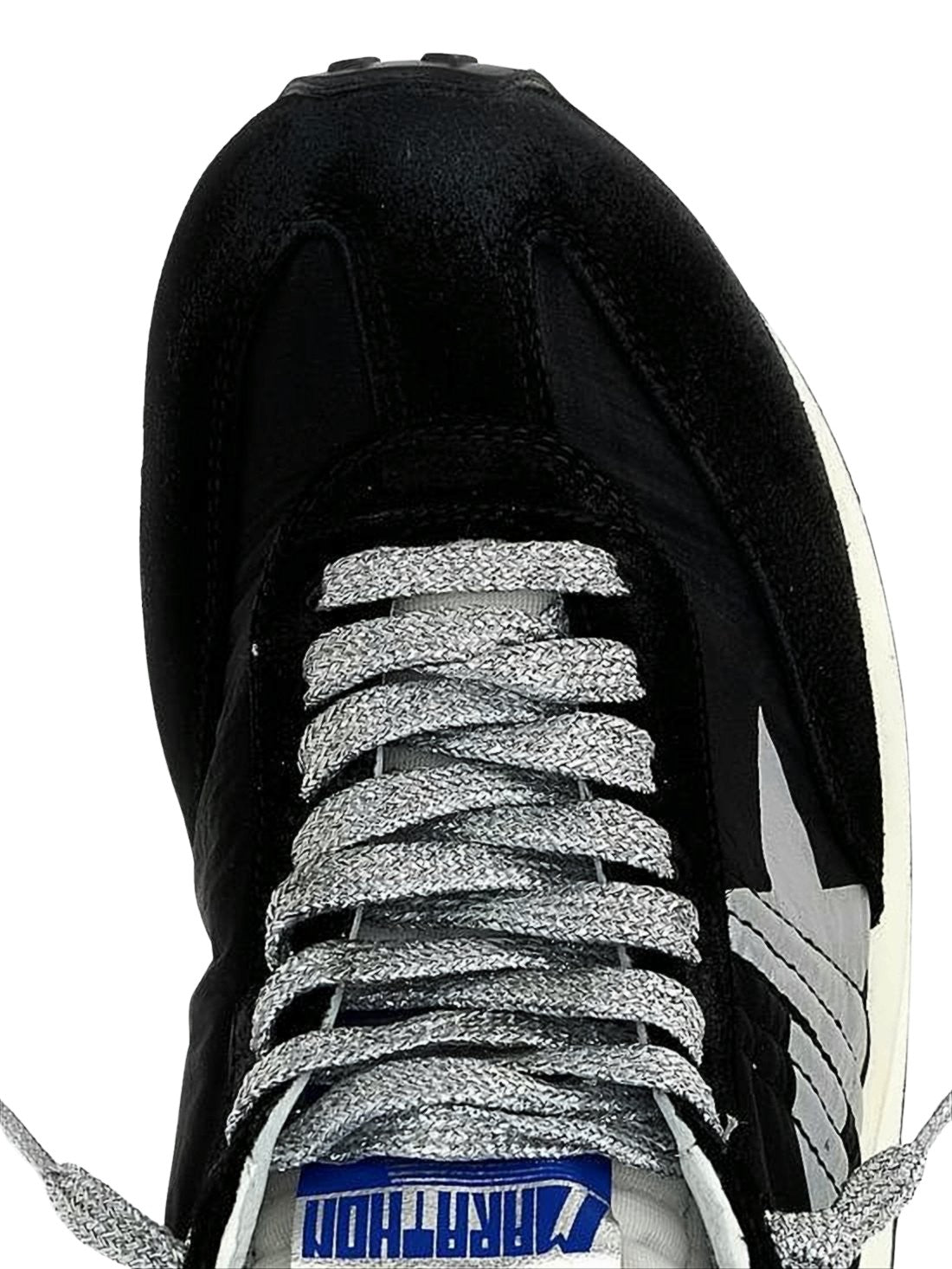 Textured Black Upper Sneakers with Silver Accents