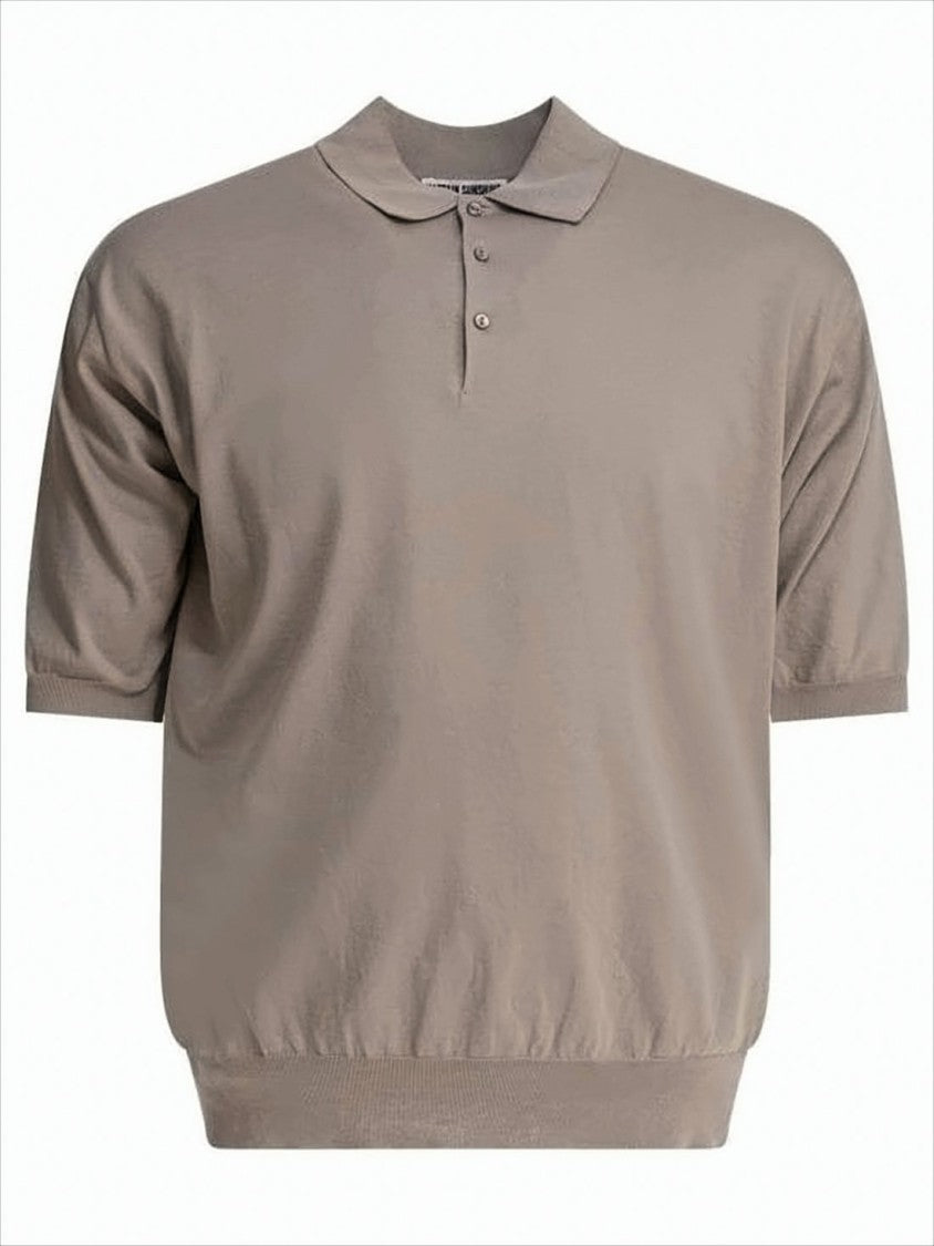Relaxed-Fit Short-Sleeved Sweater with Classic Polo Collar