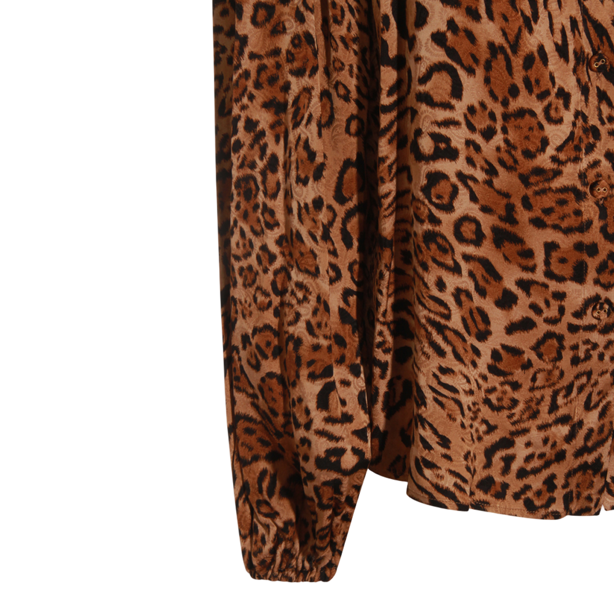 Leopard Print Button-Up Shirt with High Collar