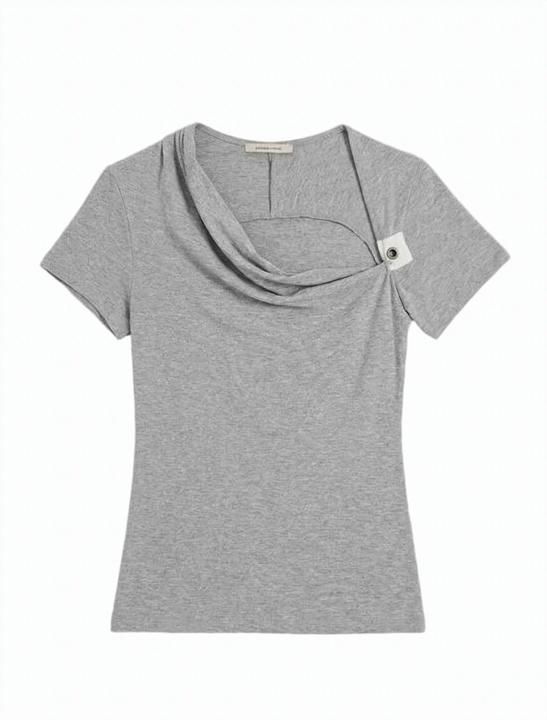 Asymmetrical Grey Modal Blend Short-Sleeved Top