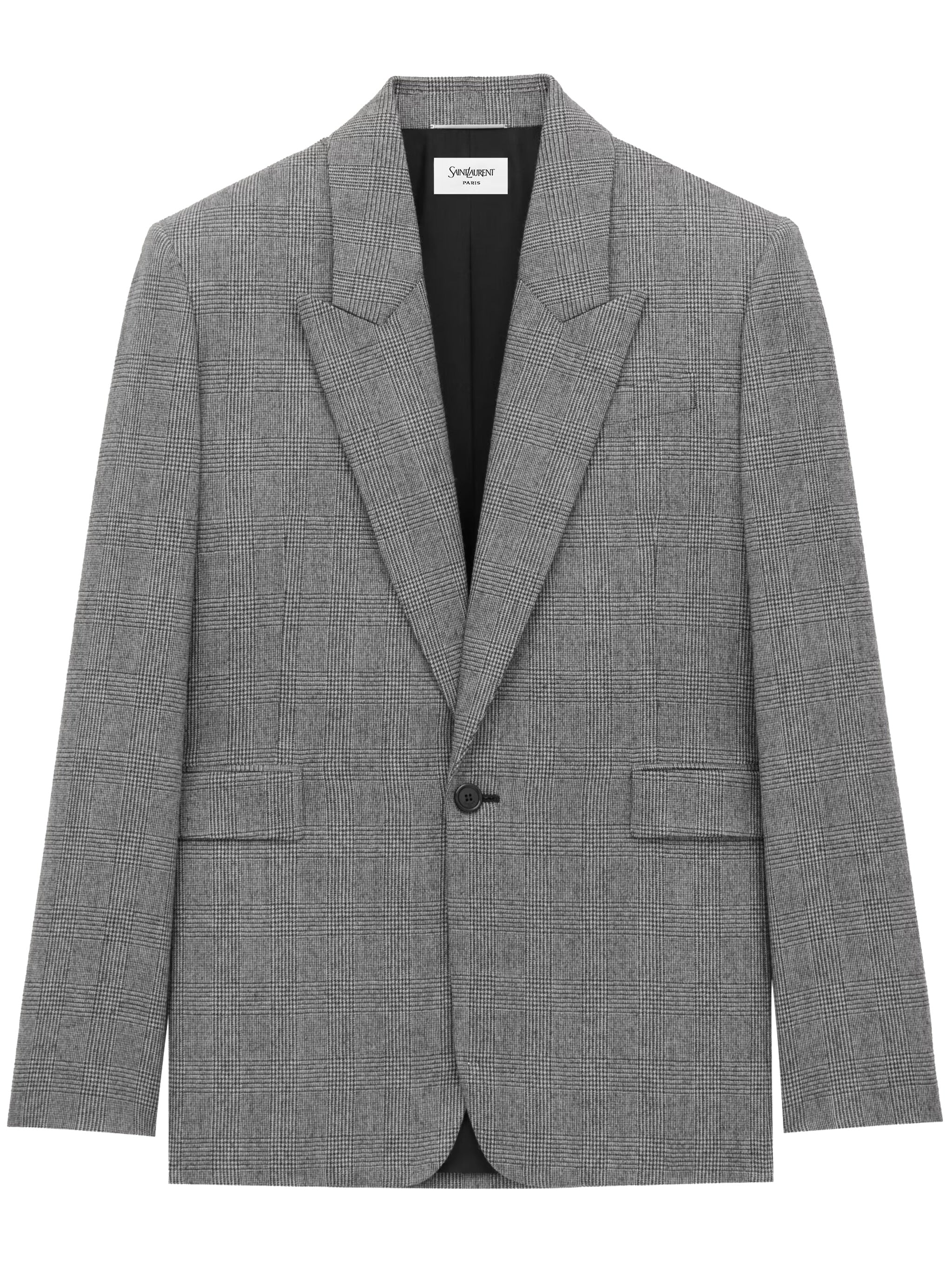 Grey Blazer Tailored Checkered Blazer