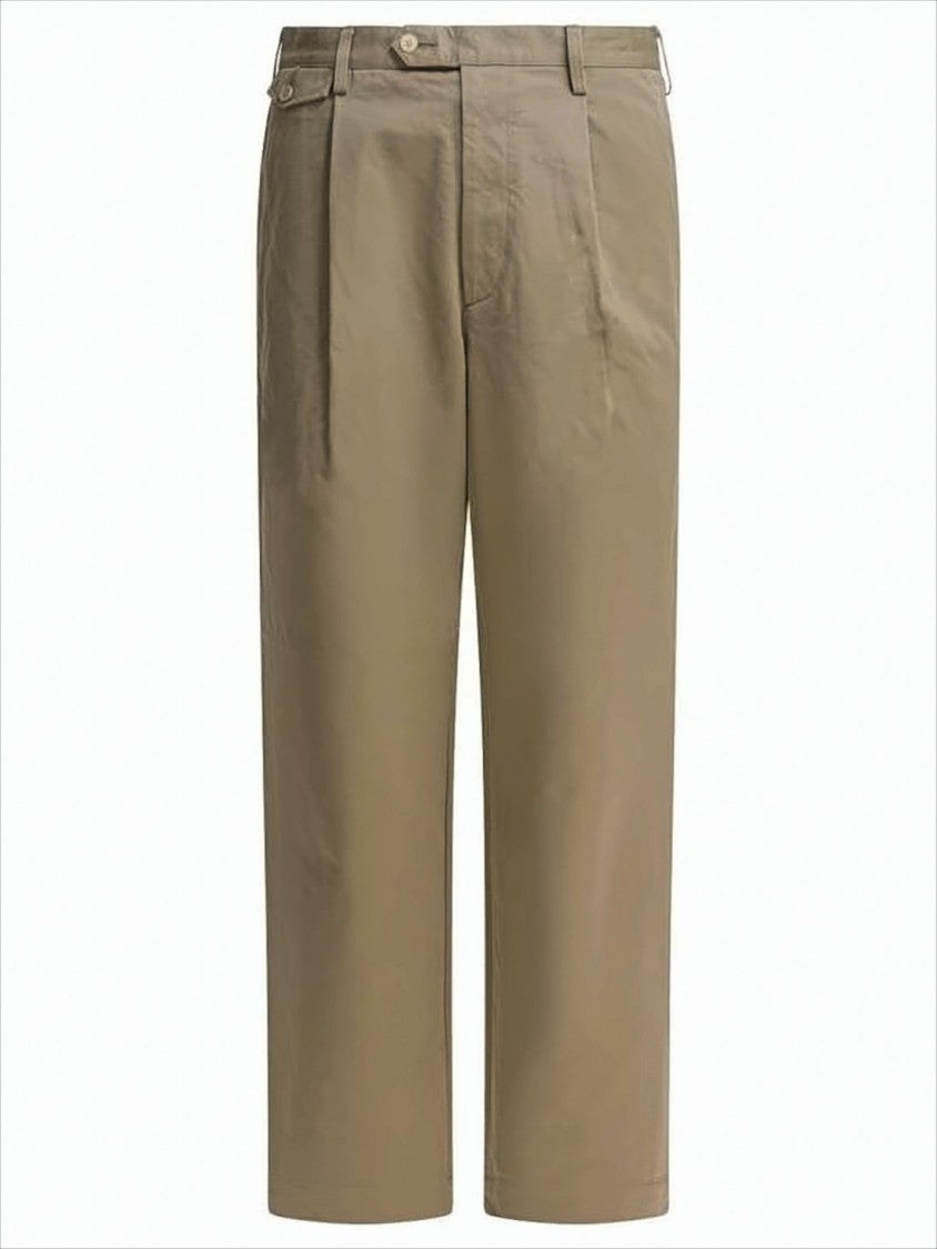 Brown Straight Pants with Buttoned Side Adjusters