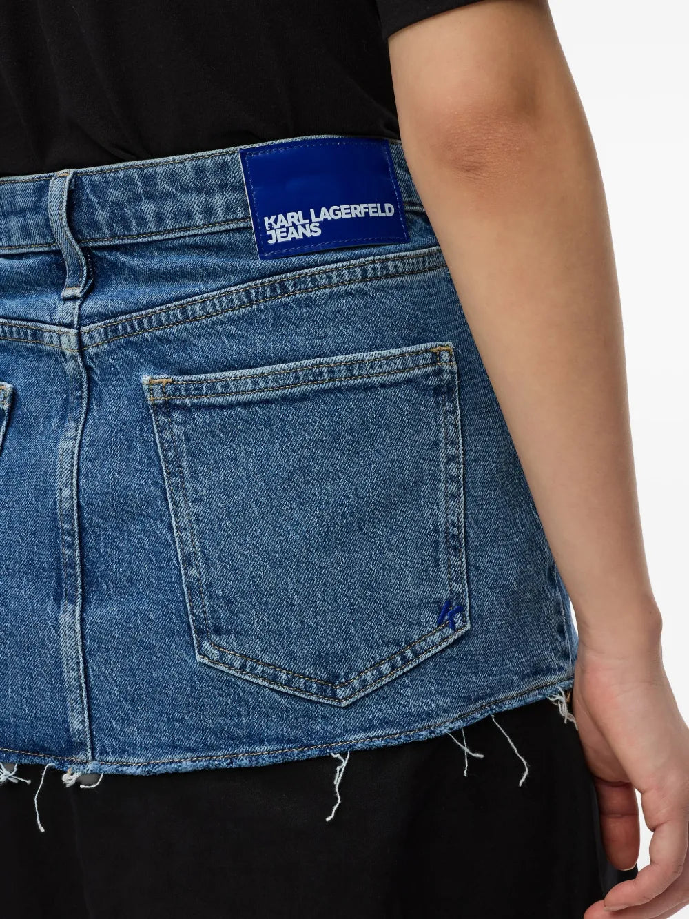 Midi Skirt with Denim-Effect Waist