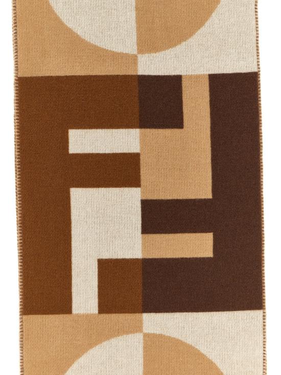 Geometric Wool And Cashmere Scarf With Fringed Edges