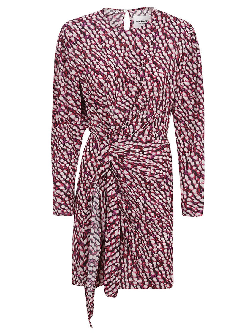 Wrap-Design Dress With Gathered Waist