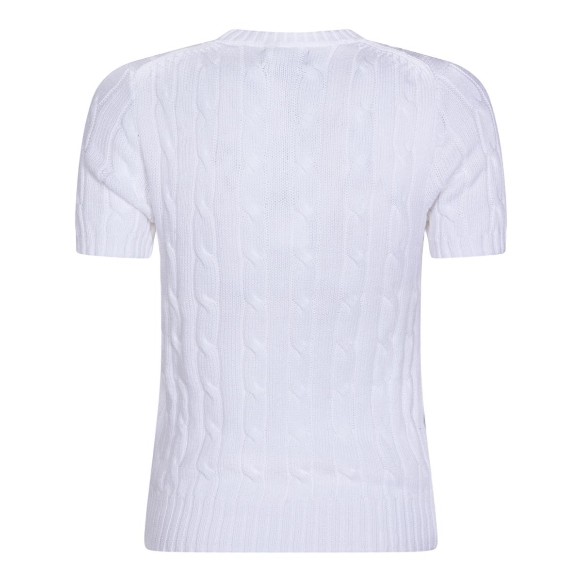 Classic White Sweater With Ribbed Hemline And Cuffs