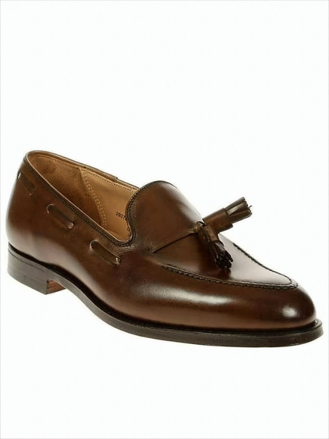 Polished Leather Tassel Loafers with Low Stacked Heel