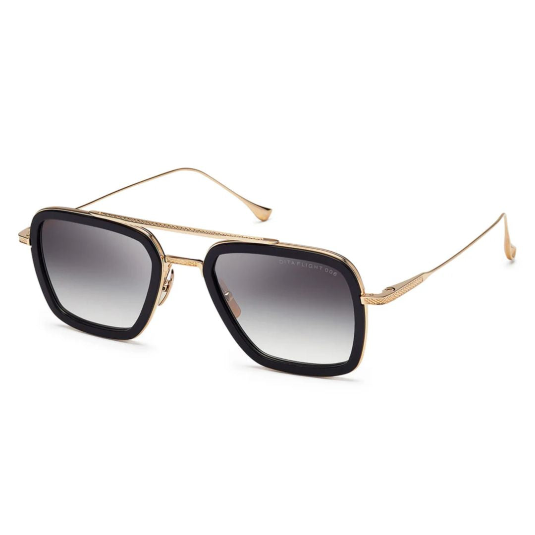 Flight.006 Bold Square Frame Sunglasses with Gold Metal Detailing