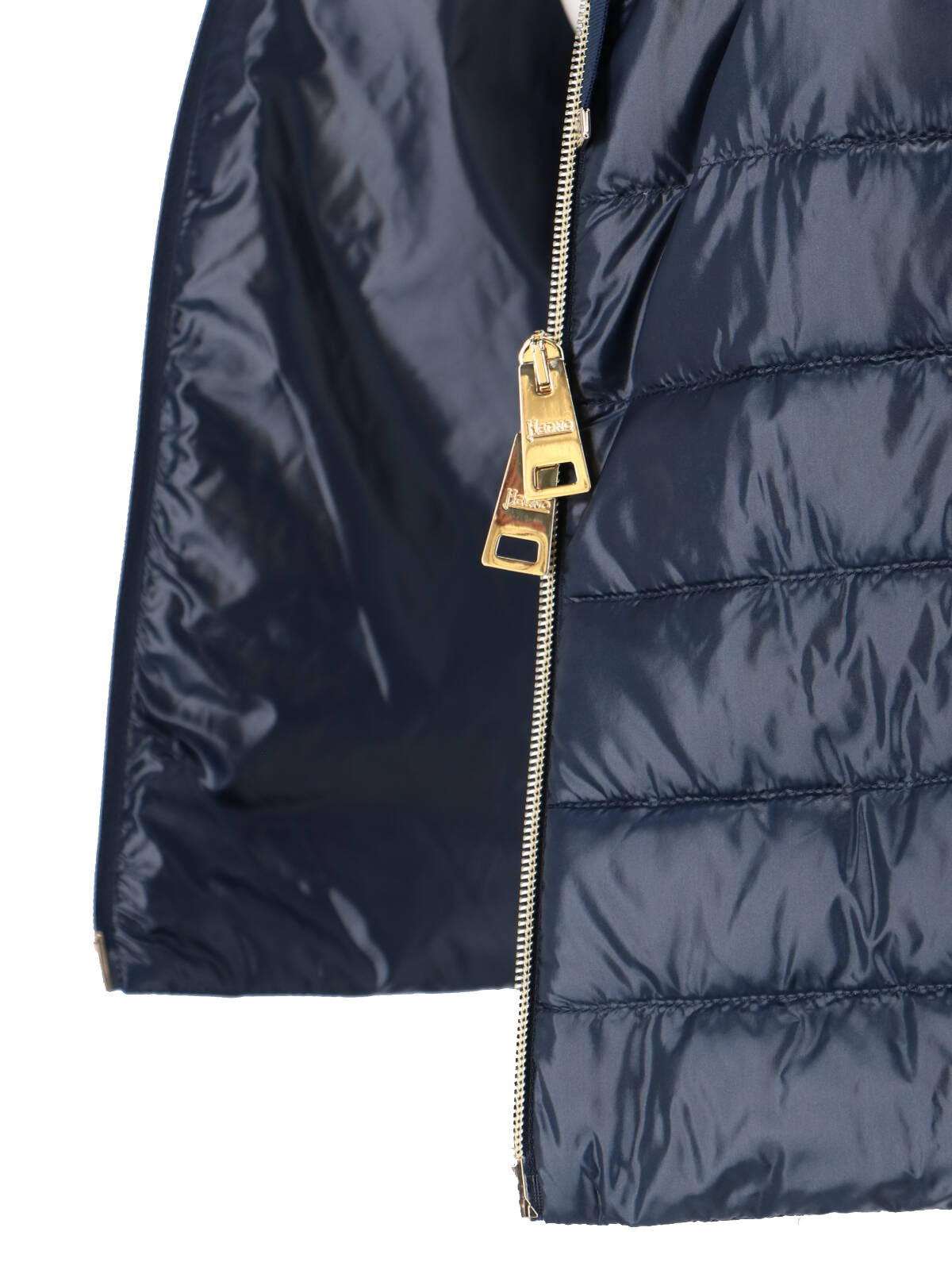 Navy Padded Knit and Nylon Jacket