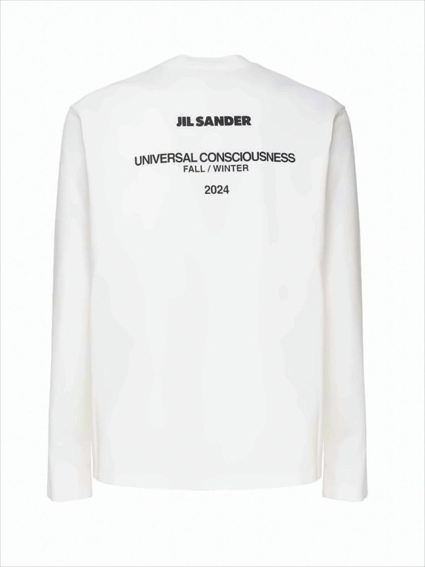 Long-Sleeve Minimalist Cotton T-Shirt with Graphic Detail