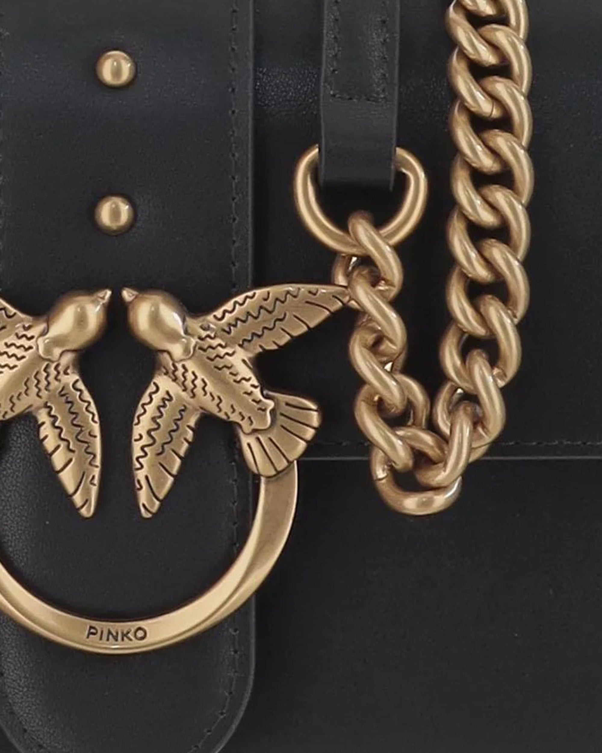 Black/Antique Gold Love Bag Mini Crossbody Bag