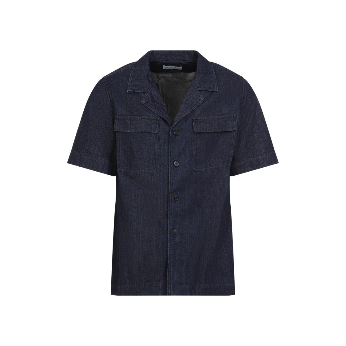 Short-Sleeved Blue Shirt with Classic Collar
