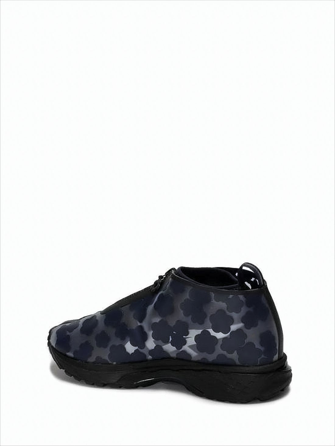 Glossy Low-Profile Sneakers with Floral Accent