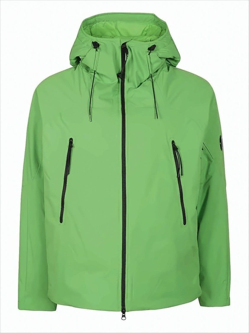 Vibrant Green Lightweight Hooded Jacket With Zip Closure And Patch