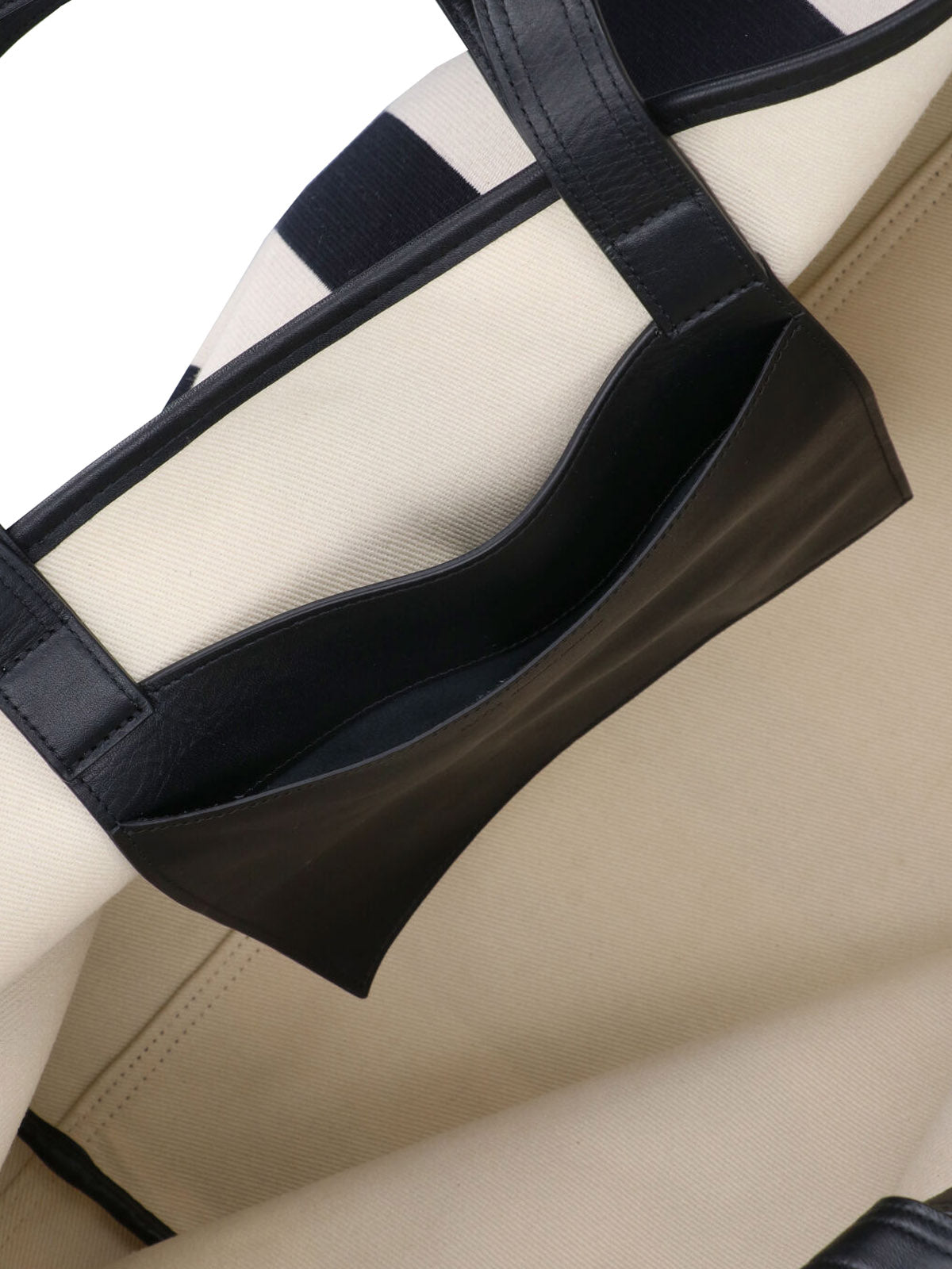 Multicolor Striped Cotton Leather Handle Tote