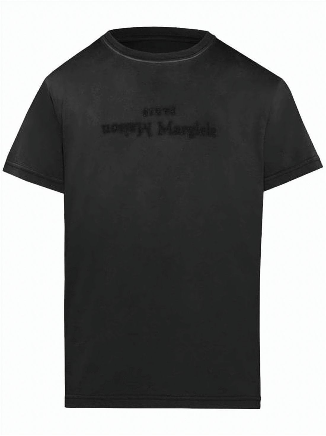 Boxy-Fit Black Cotton T-Shirt with Tonal Logo