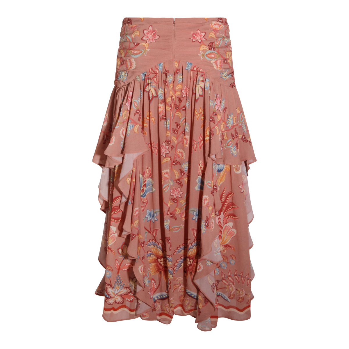 High-Waisted Midi Skirt With Asymmetrical Hem