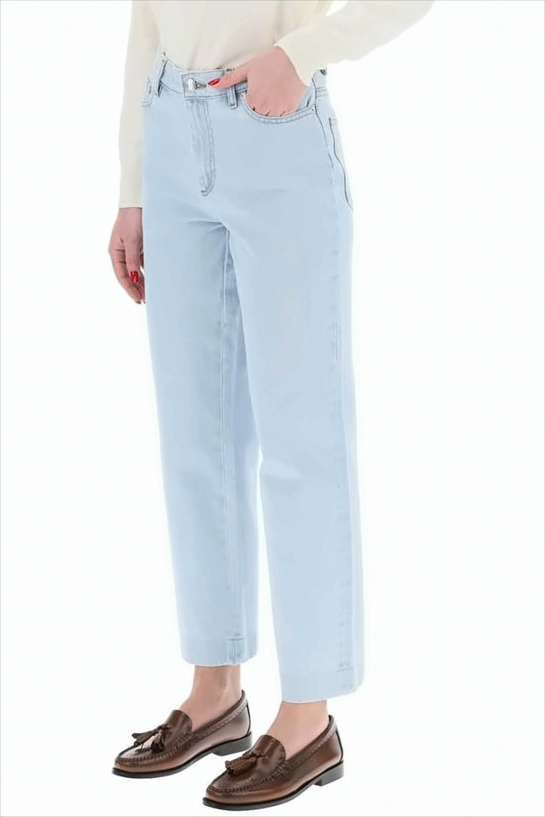 Light-Wash Cropped Denim Pants