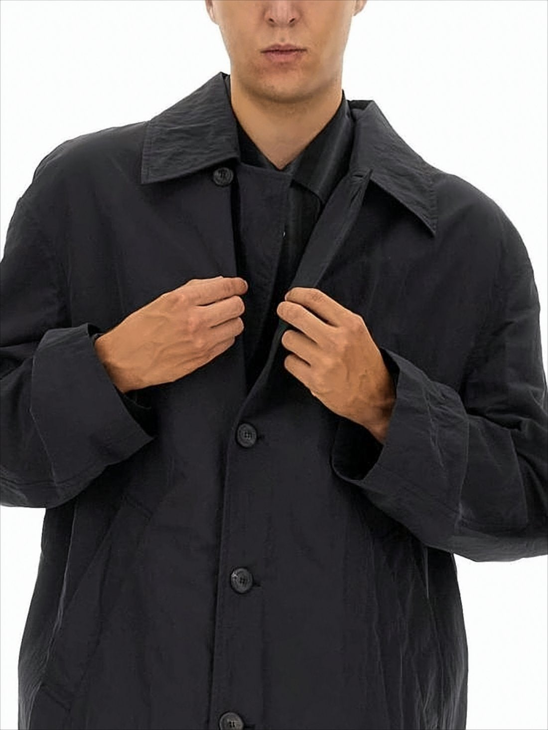 Black Long Coat with Classic Collar