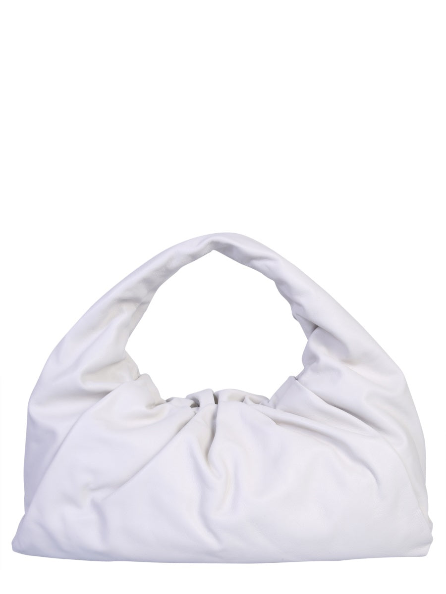 Structured Leather Shoulder Pouch Bag with Single Handle
