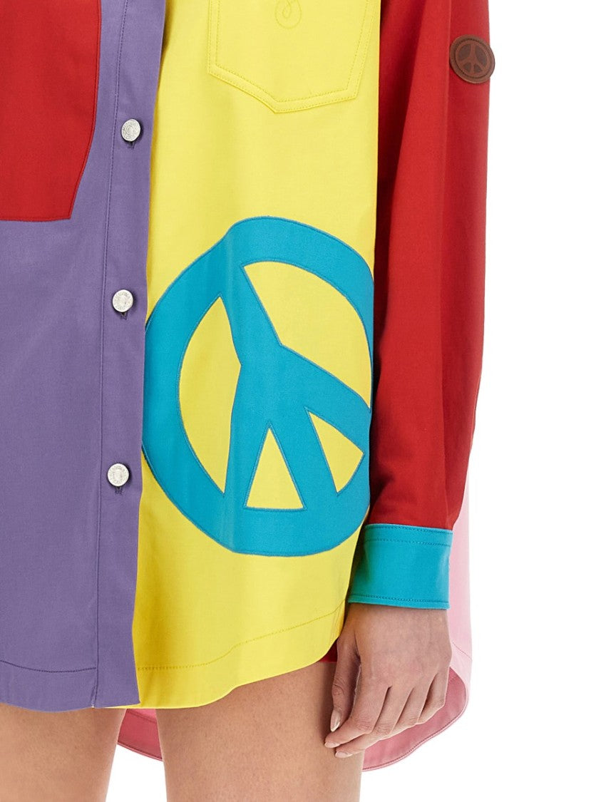 Oversized Printed Shirt With Eclectic Patchwork Design