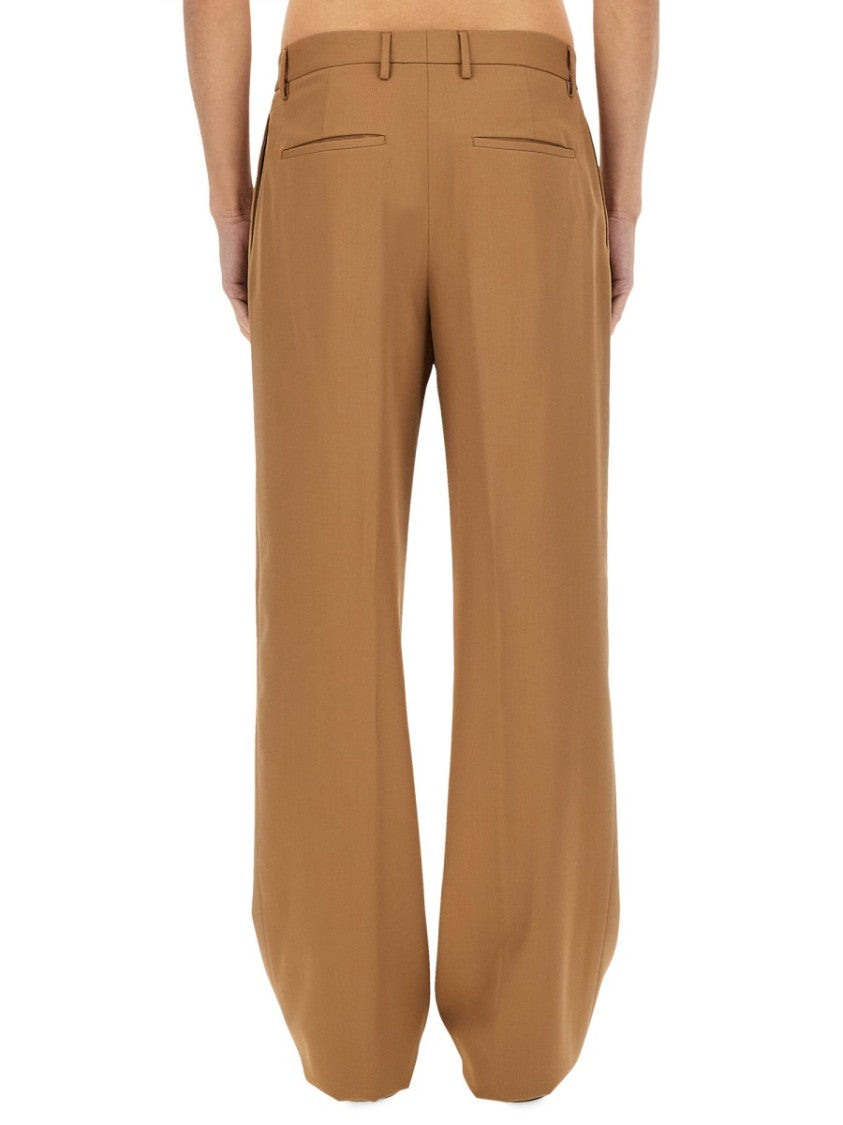 High-Waisted Brown Virgin Wool Pants