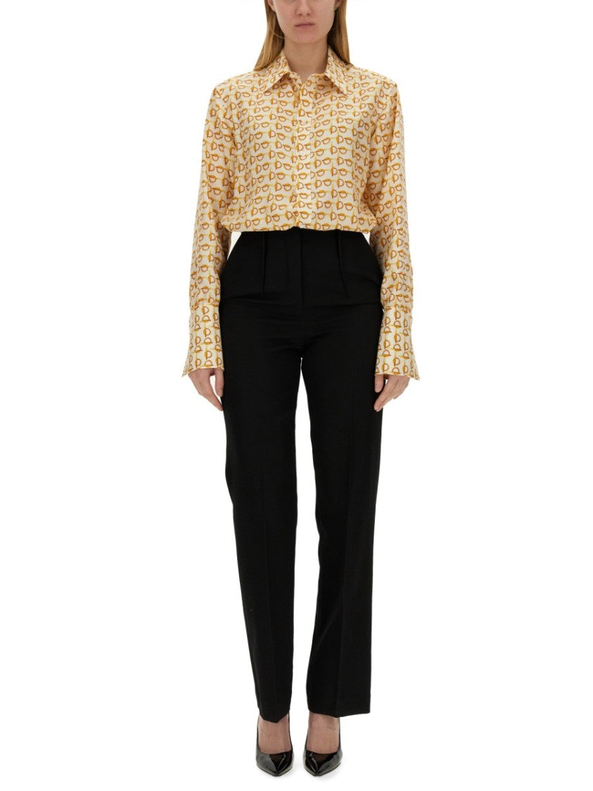 Eyeglasses Print Mulberry Silk Shirt