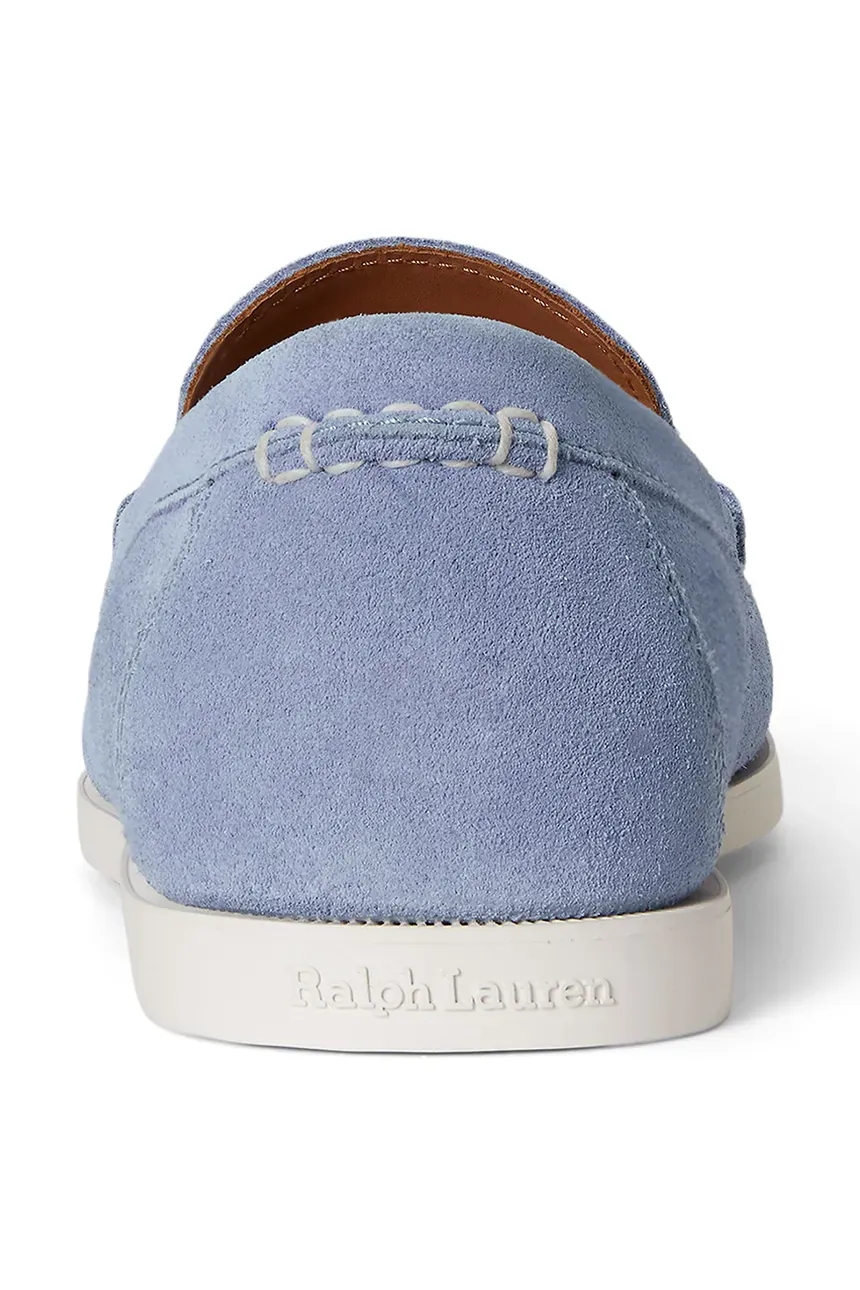 Suede Loafers with Moccasin Toe and Detailed Stitching