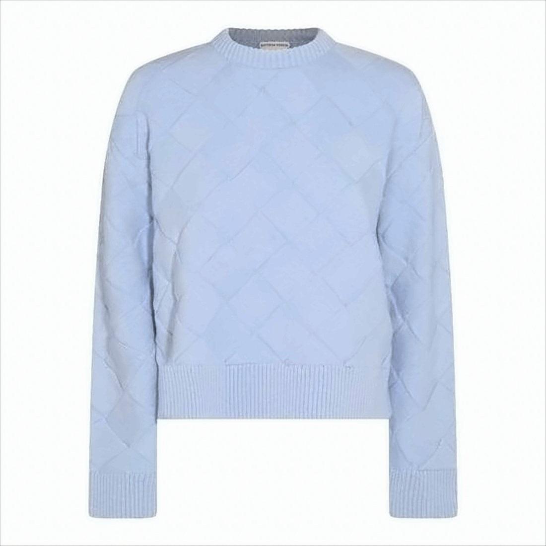 Textured Quilted Knit Sweater With Ribbed Hem
