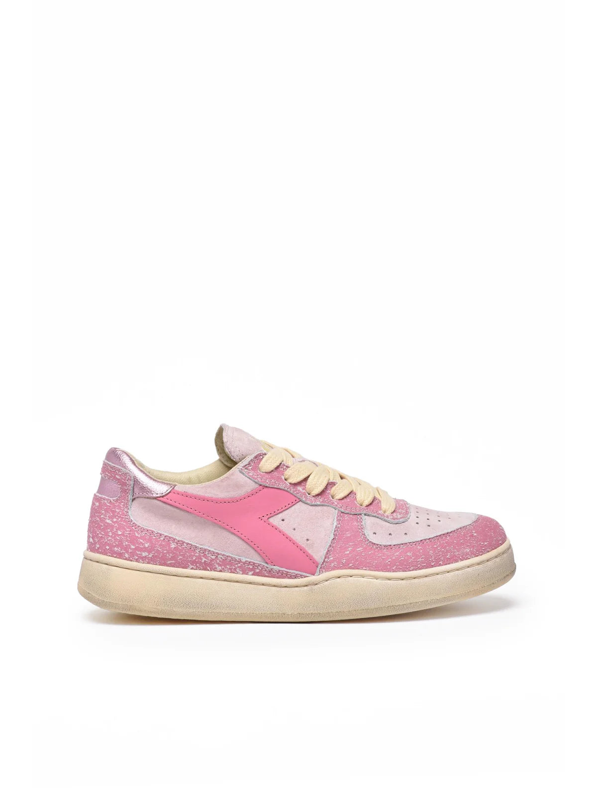 Pink Leather Basket Sneakers