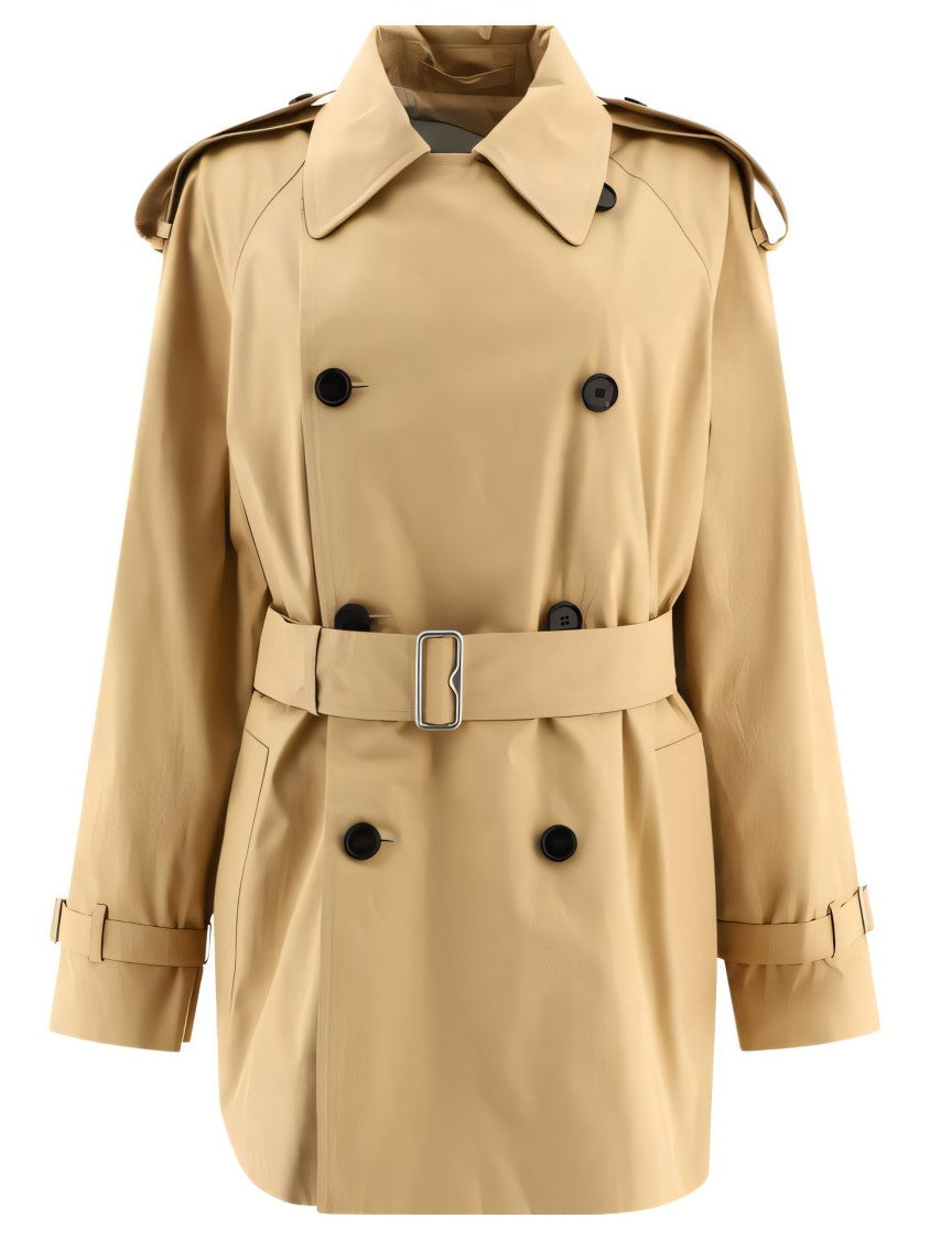 Classic Double-Breasted Trench Coat With Belted Waist