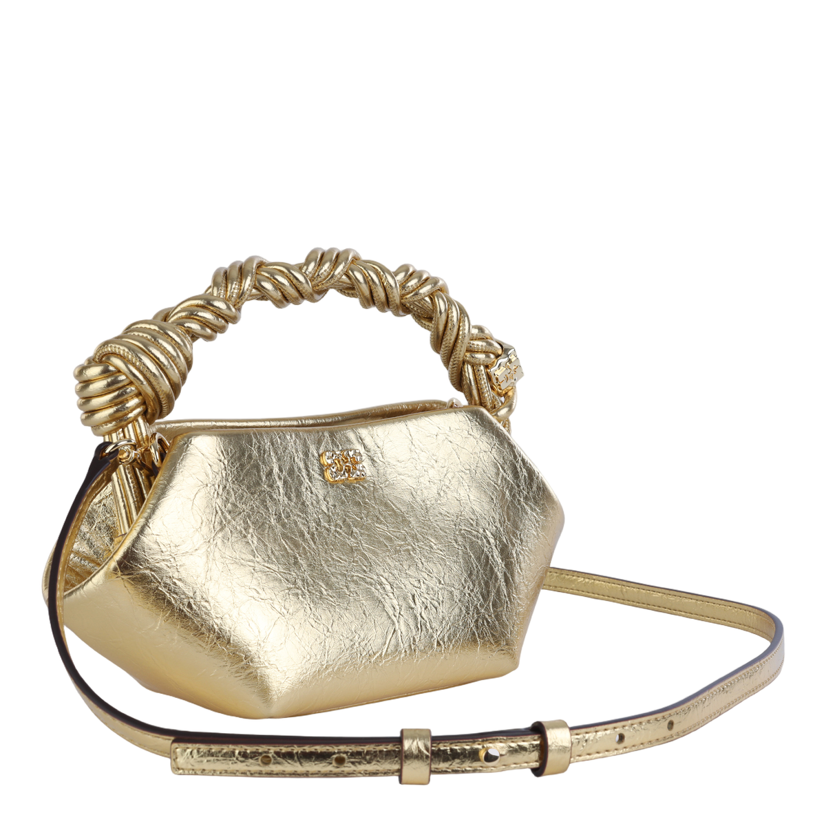Crinkled Metallic Gold Geometric Bag