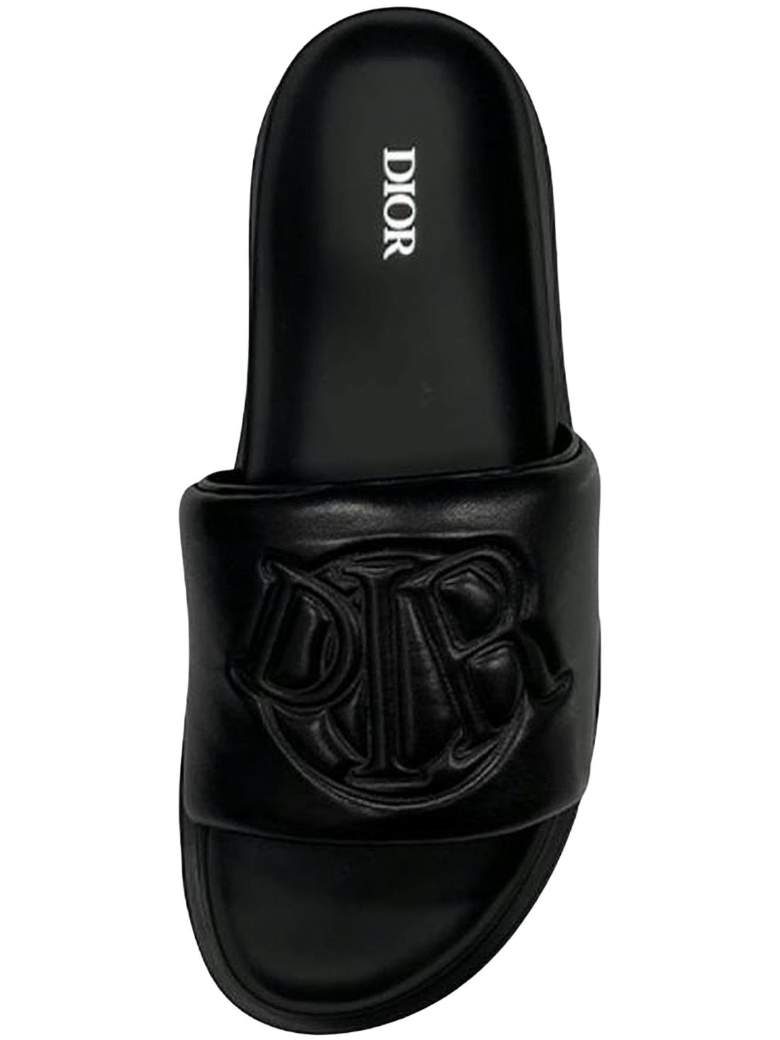 Minimalist Black Slide Sandal with Embossed Logo