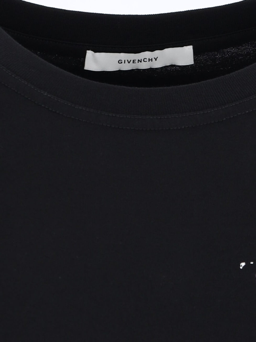 Black Cotton T-Shirt With Contrasting Logo Prints